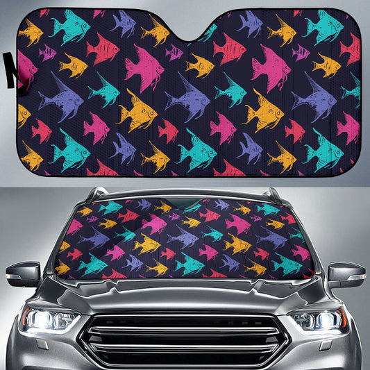 Angelfish Colorful Pattern Print Design 03 Car Sun Shade-JORJUNE.COM