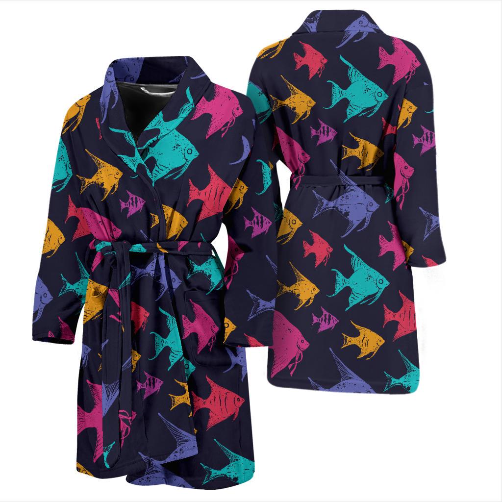 Angelfish Colorful Pattern Print Design 03 Men Bathrobe-JORJUNE.COM