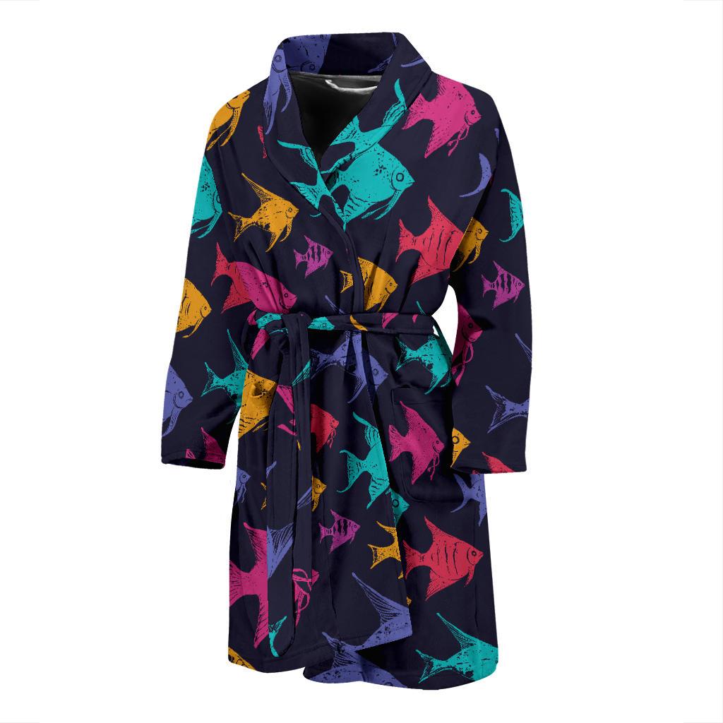 Angelfish Colorful Pattern Print Design 03 Men Bathrobe-JORJUNE.COM
