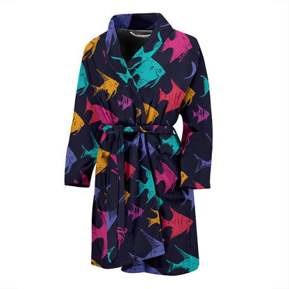 Angelfish Colorful Pattern Print Design 03 Men Bathrobe-JORJUNE.COM