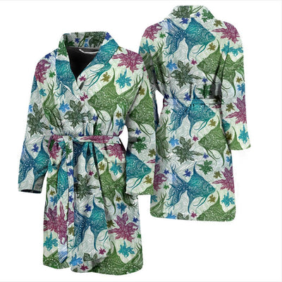 Angelfish Tribal Pattern Print Design 01 Men Bathrobe-JORJUNE.COM