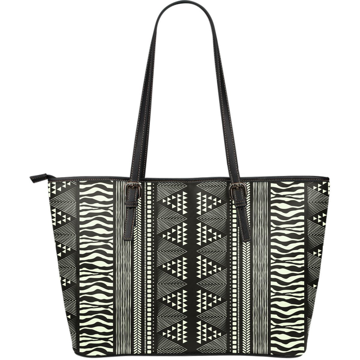 Animal Skin Aztec Pattern Large Leather Tote Bag