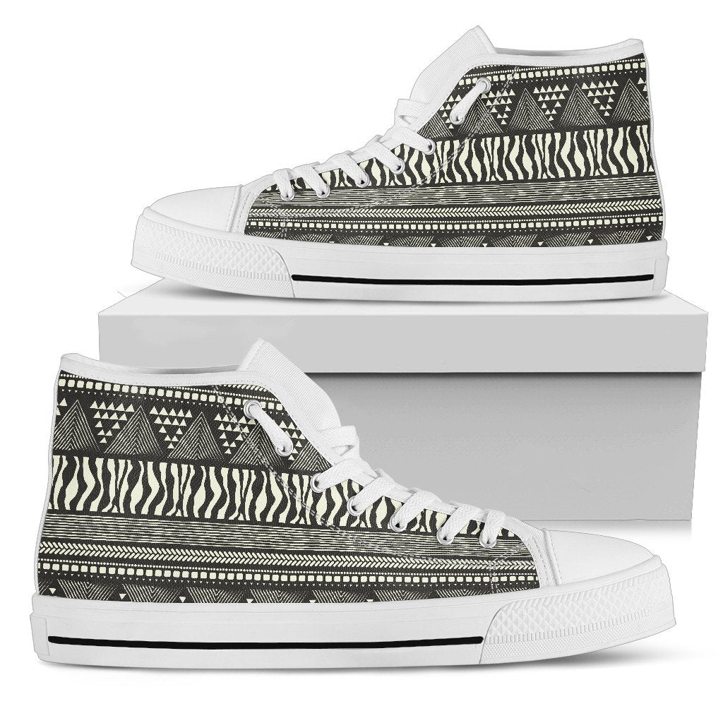 Animal Skin Aztec Pattern Men High Top Canvas Shoes