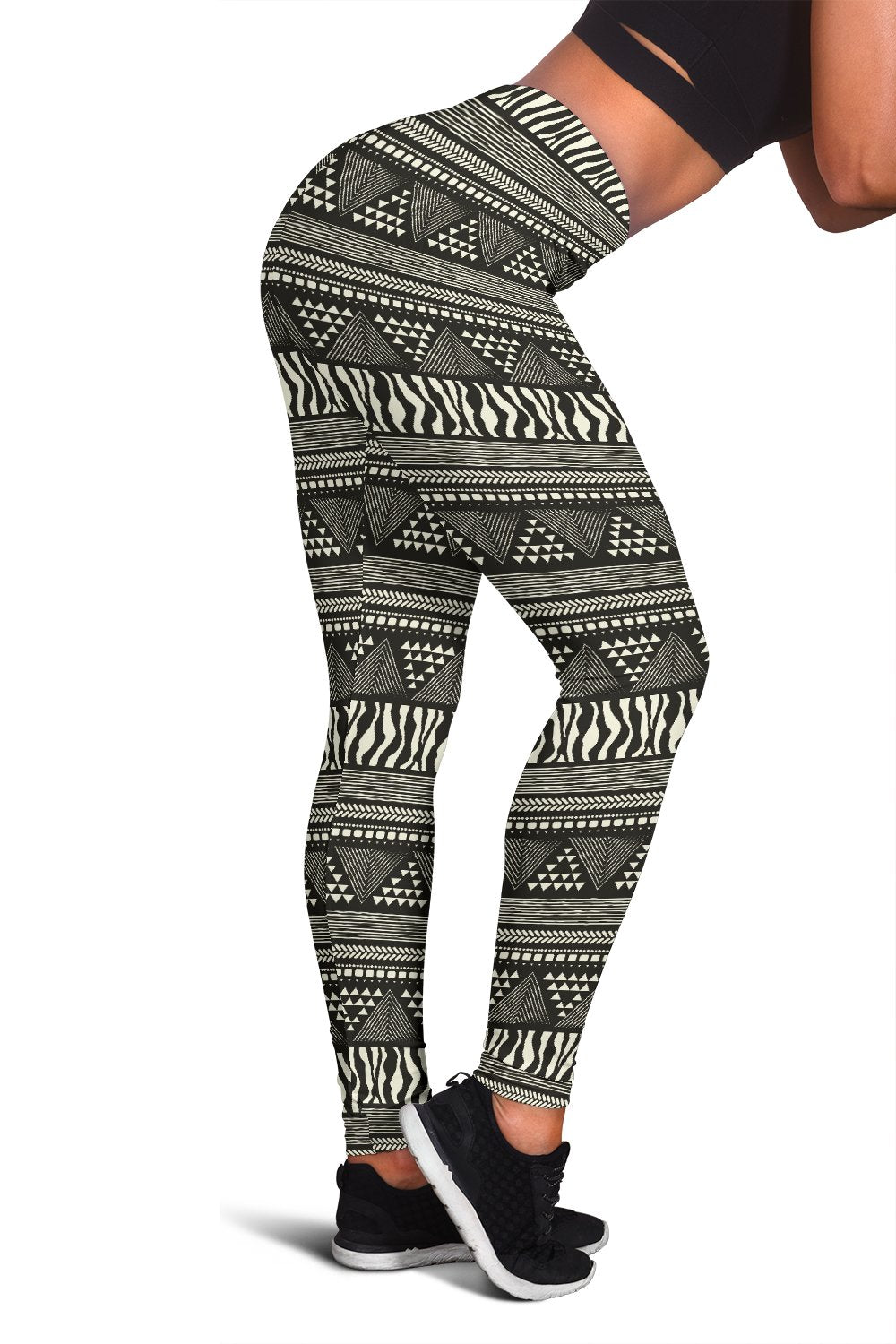 Gray Crossover High Waist Aztec Print Pat | dealstunnel.com