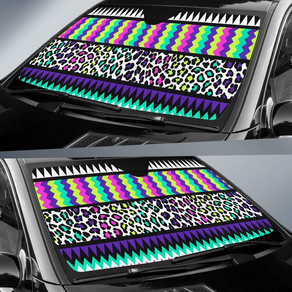 Animal Skin Aztec Rainbow Car Sun Shade-JorJune