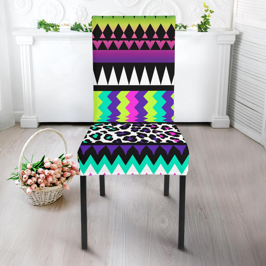 Animal Skin Aztec Rainbow Dining Chair Slipcover-JORJUNE.COM