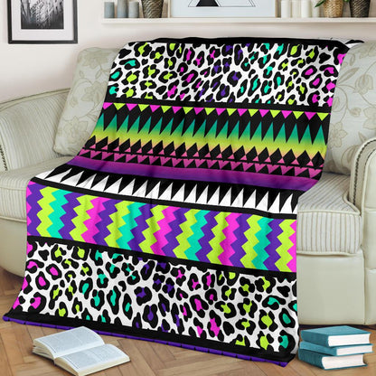 Animal Skin Aztec Rainbow Fleece Blanket