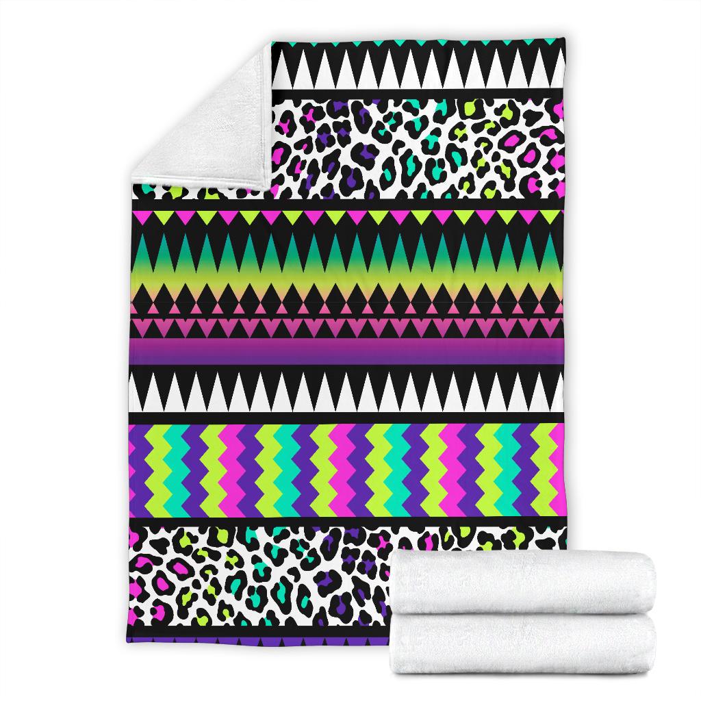 Animal Skin Aztec Rainbow Fleece Blanket