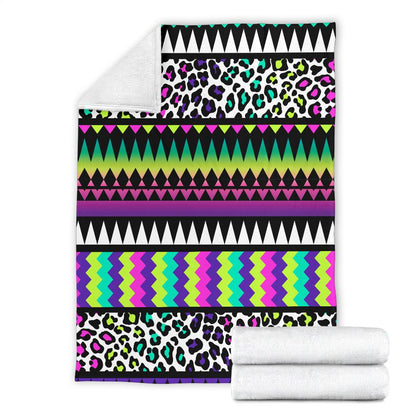 Animal Skin Aztec Rainbow Fleece Blanket
