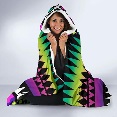 Animal Skin Aztec Rainbow Hooded Blanket-JORJUNE.COM