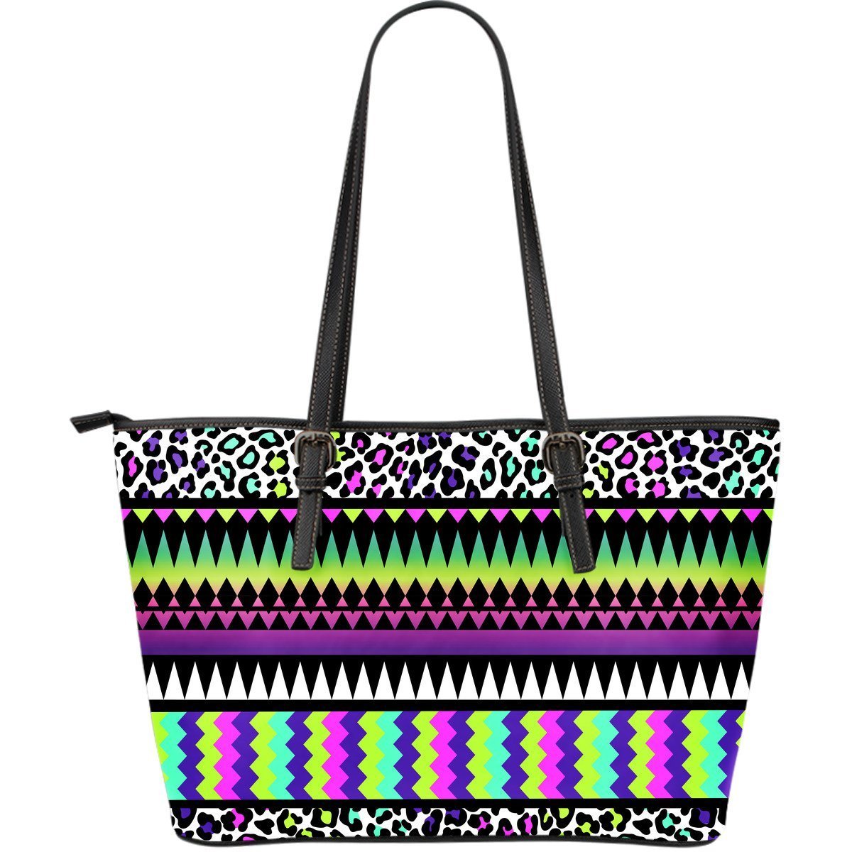Animal Skin Aztec Rainbow Large Leather Tote Bag