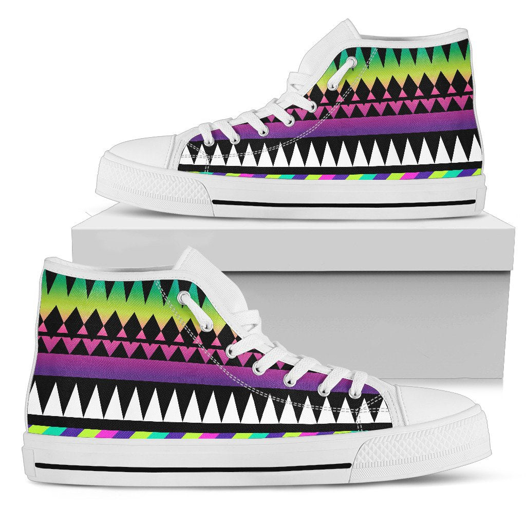 Animal Skin Aztec Rainbow Men High Top Shoes