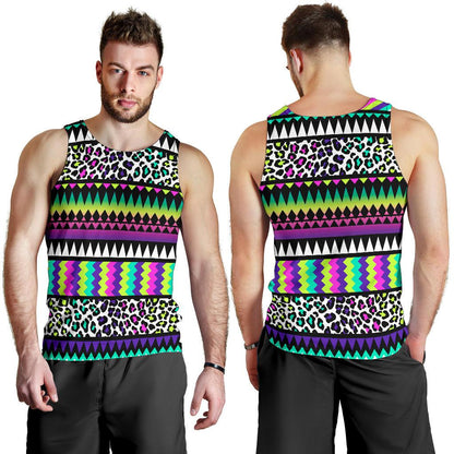 Animal Skin Aztec Rainbow Men Tank Top