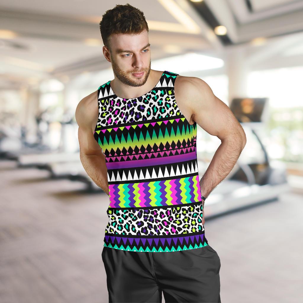 Animal Skin Aztec Rainbow Men Tank Top