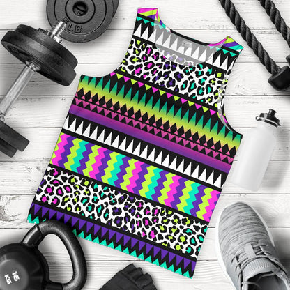 Animal Skin Aztec Rainbow Men Tank Top