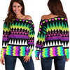 Animal Skin Aztec Rainbow Off Shoulder Sweatshirt