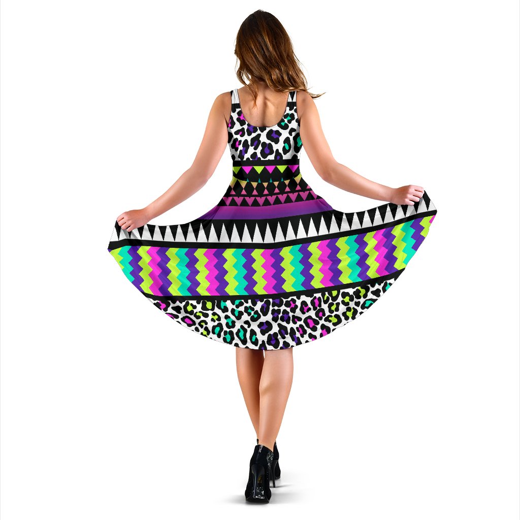 Animal Skin Aztec Rainbow Sleeveless Mini Dress