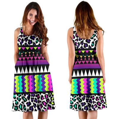 Animal Skin Aztec Rainbow Sleeveless Mini Dress