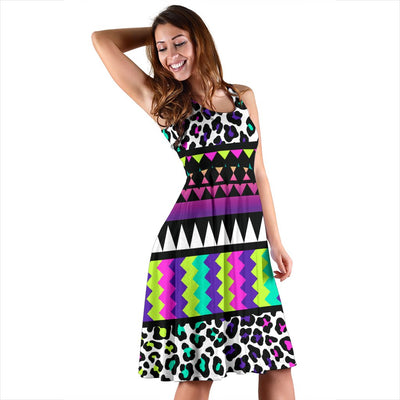 Animal Skin Aztec Rainbow Sleeveless Mini Dress