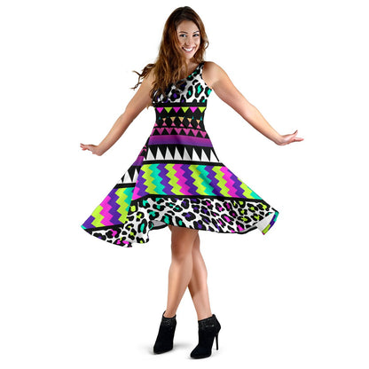 Animal Skin Aztec Rainbow Sleeveless Mini Dress