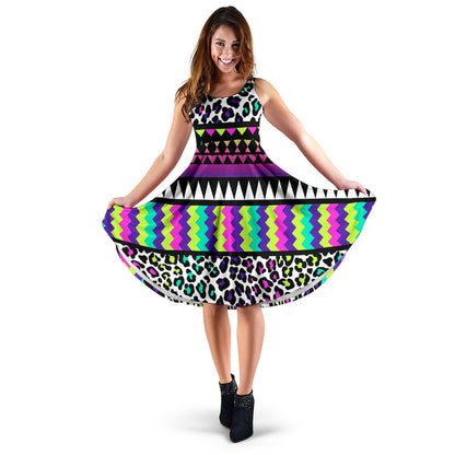 Animal Skin Aztec Rainbow Sleeveless Mini Dress