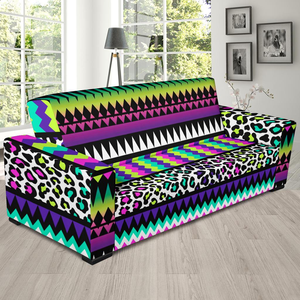 Animal Skin Aztec Rainbow Sofa Slipcover-JORJUNE.COM