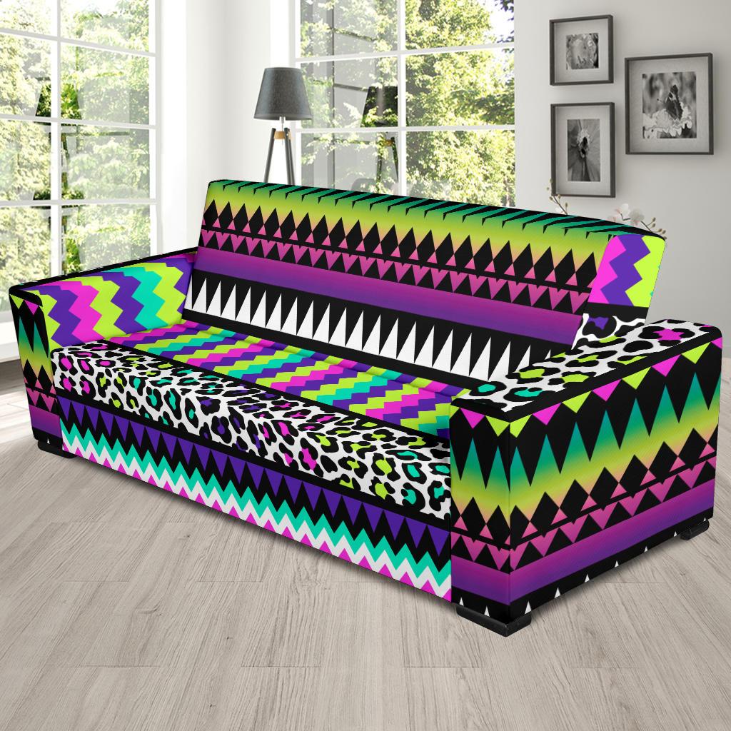 Animal Skin Aztec Rainbow Sofa Slipcover-JORJUNE.COM