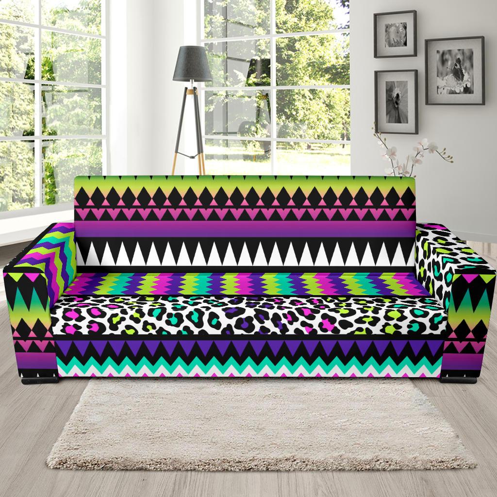 Animal Skin Aztec Rainbow Sofa Slipcover-JORJUNE.COM