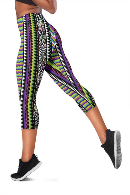 Animal Skin Aztec Rainbow Women Capris