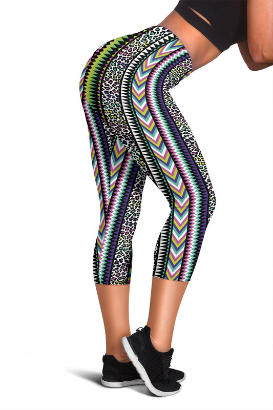 Animal Skin Aztec Rainbow Women Capris