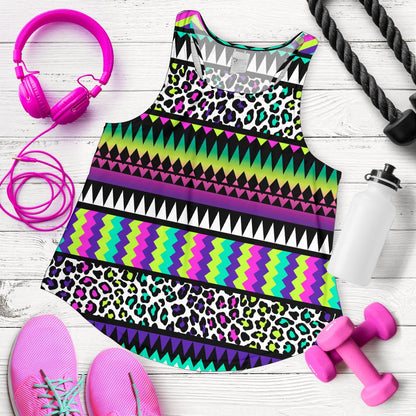 Animal Skin Aztec Rainbow Women Racerback Tank Top
