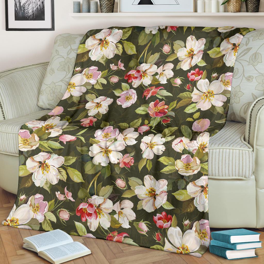 Apple blossom Pattern Print Design AB01 Fleece Blankete