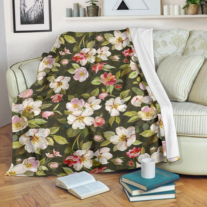 Apple blossom Pattern Print Design AB01 Fleece Blankete