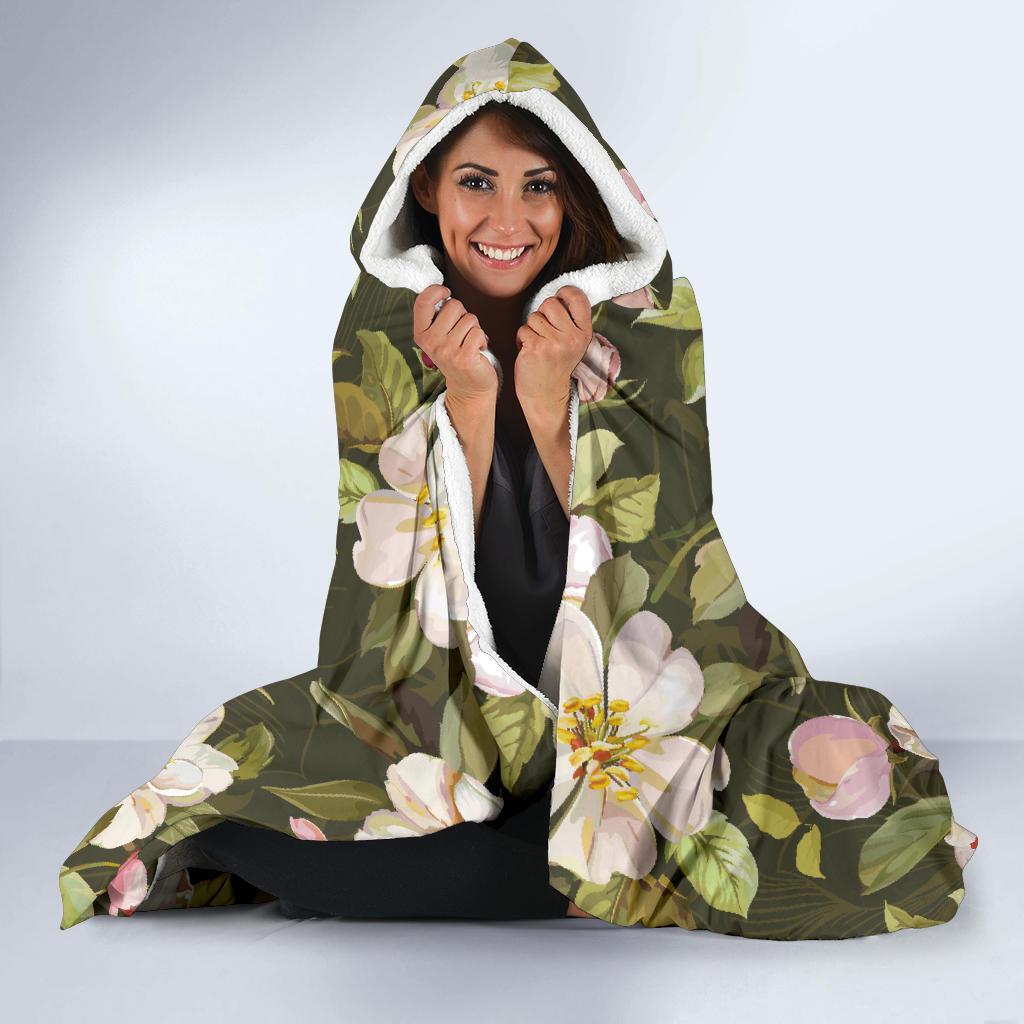 Apple blossom Pattern Print Design AB01 Hooded Blanket-JORJUNE.COM