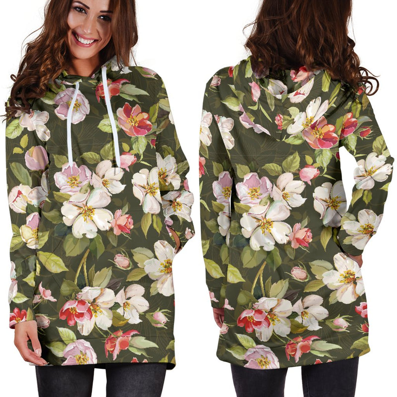 Apple blossom Pattern Print Design AB01 Women Hoodie Dress
