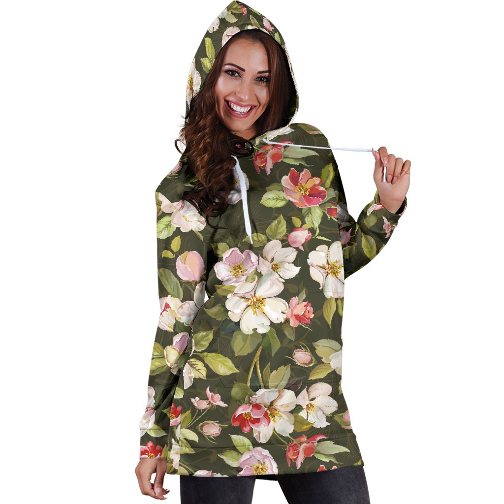 Apple blossom Pattern Print Design AB01 Women Hoodie Dress