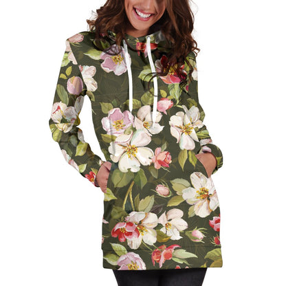 Apple blossom Pattern Print Design AB01 Women Hoodie Dress