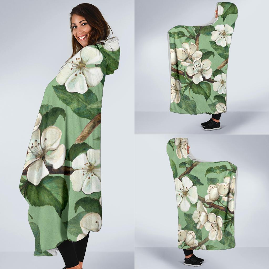 Apple blossom Pattern Print Design AB02 Hooded Blanket-JORJUNE.COM