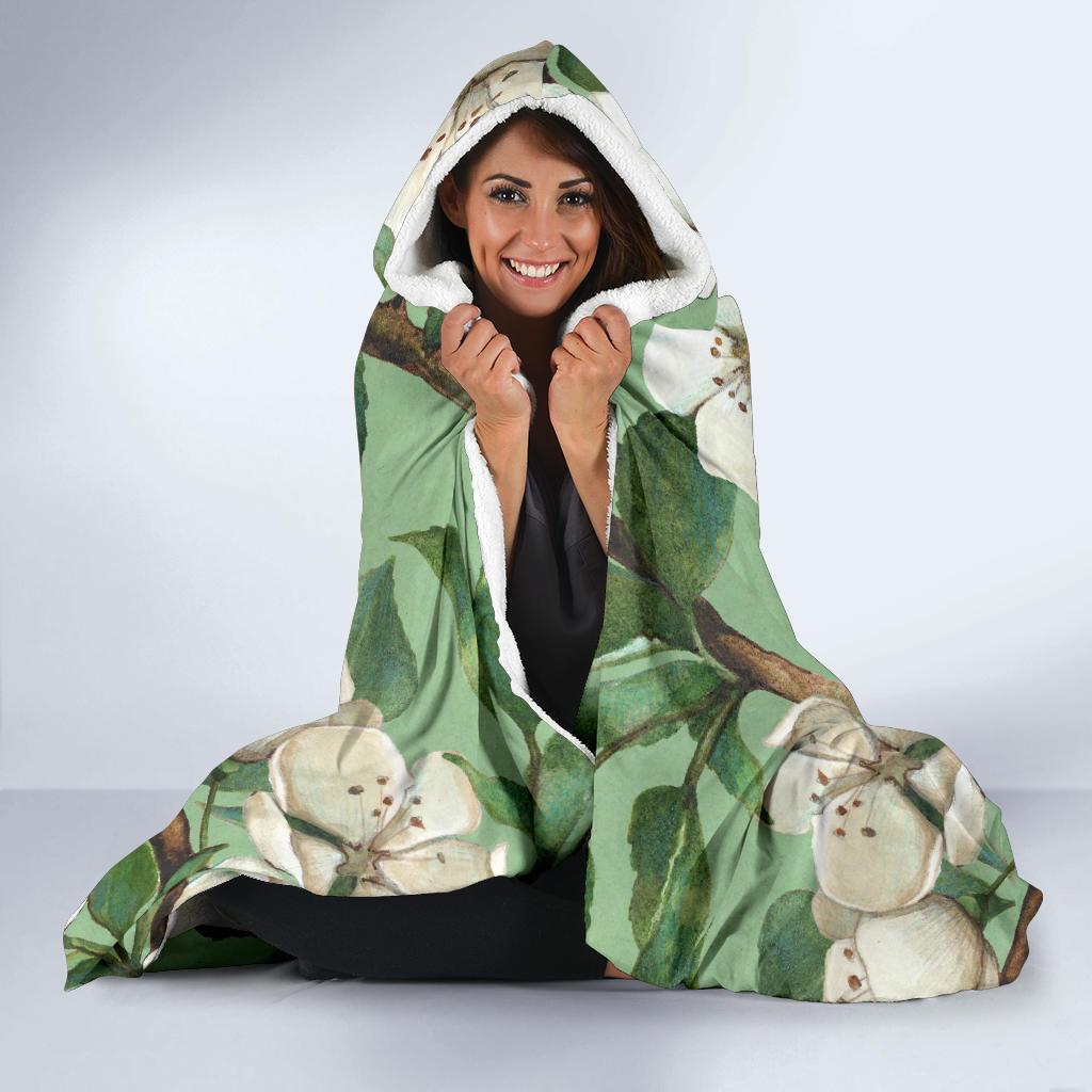 Apple blossom Pattern Print Design AB02 Hooded Blanket-JORJUNE.COM