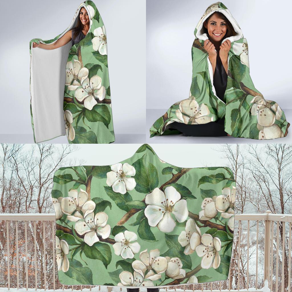 Apple blossom Pattern Print Design AB02 Hooded Blanket-JORJUNE.COM