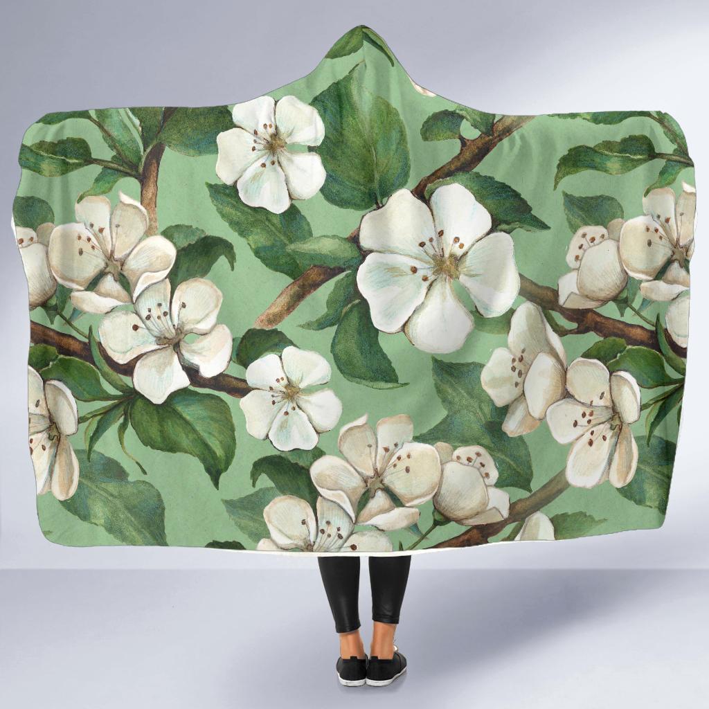 Apple blossom Pattern Print Design AB02 Hooded Blanket-JORJUNE.COM