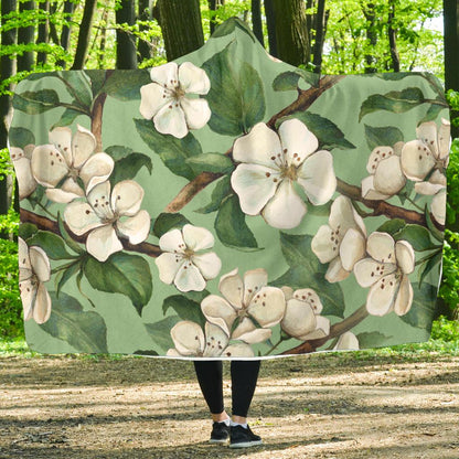 Apple blossom Pattern Print Design AB02 Hooded Blanket-JORJUNE.COM