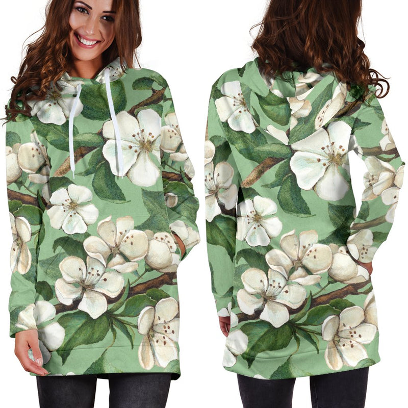 Apple blossom Pattern Print Design AB02 Women Hoodie Dress