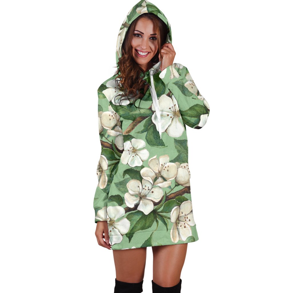 Apple blossom Pattern Print Design AB02 Women Hoodie Dress
