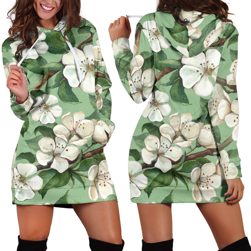 Apple blossom Pattern Print Design AB02 Women Hoodie Dress