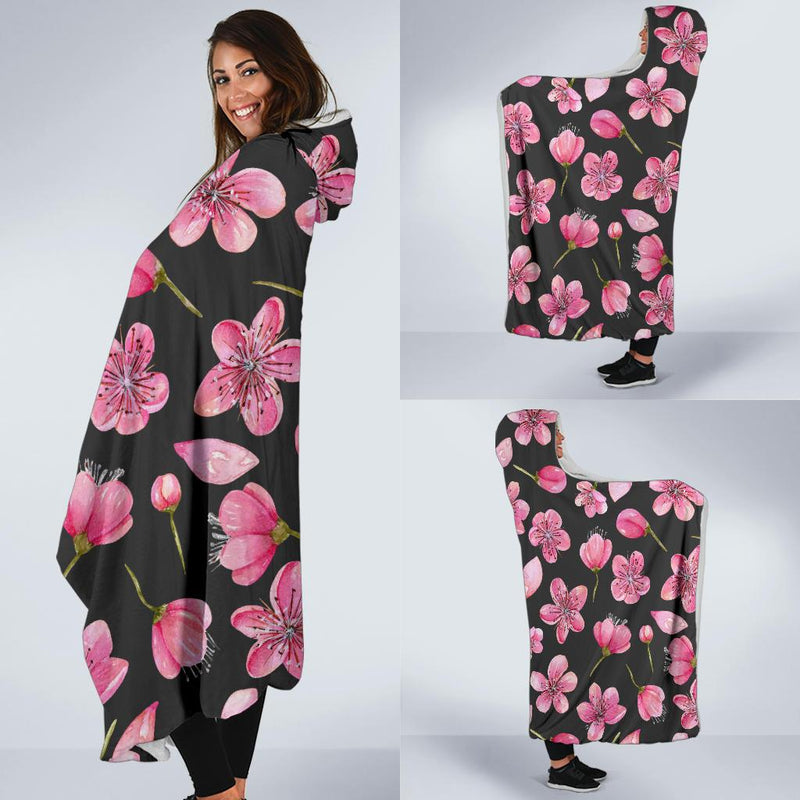 Apple blossom Pattern Print Design AB03 Hooded Blanket-JORJUNE.COM