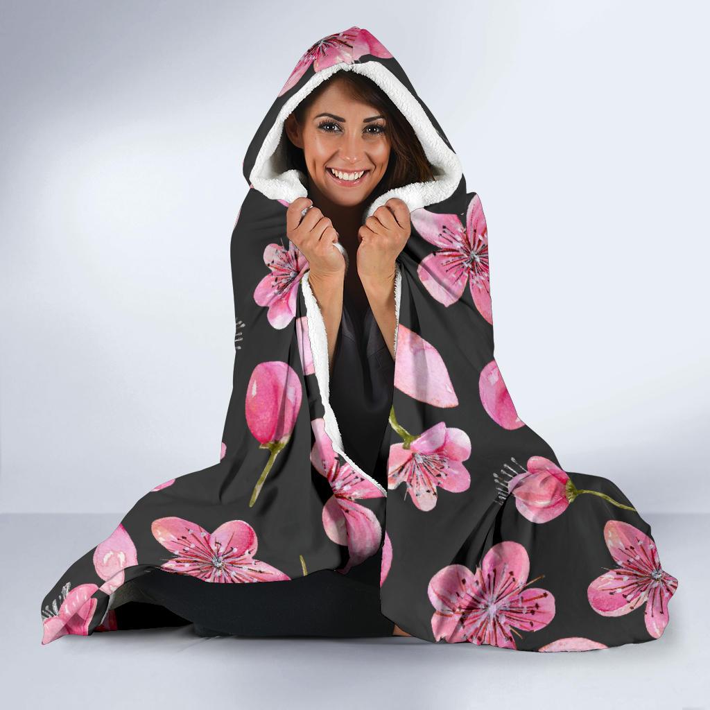 Apple blossom Pattern Print Design AB03 Hooded Blanket-JORJUNE.COM