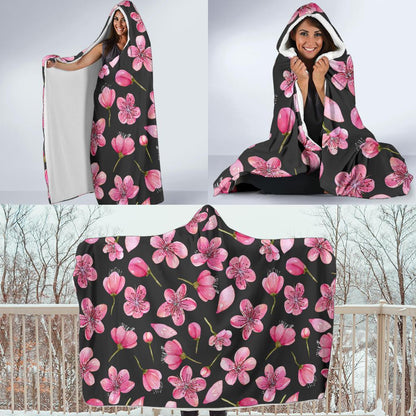 Apple blossom Pattern Print Design AB03 Hooded Blanket-JORJUNE.COM