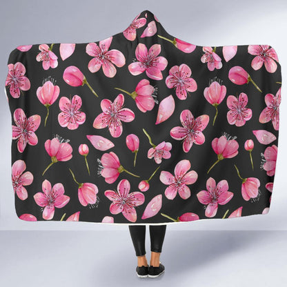 Apple blossom Pattern Print Design AB03 Hooded Blanket-JORJUNE.COM