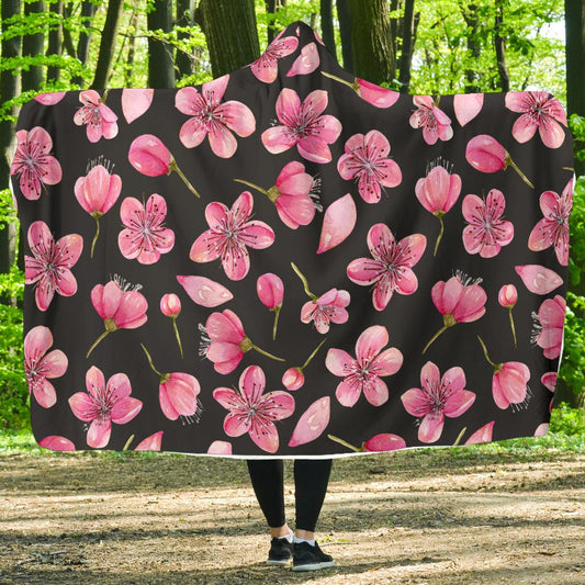 Apple blossom Pattern Print Design AB03 Hooded Blanket-JORJUNE.COM